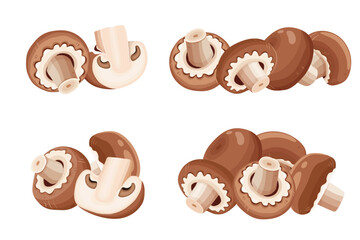 Champignon mushrooms ,Cartoon vector icon isolated on white background.