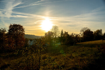 Panorama Sonnenuntergang im Herbst