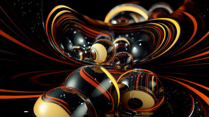 Abstract glass liquid balls background