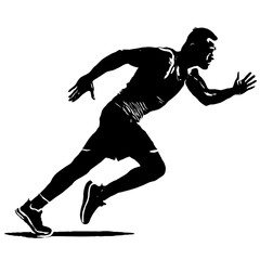 Profile shot of a man running isolated vector silhouette