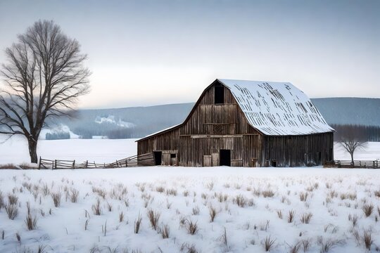 old barn in winter4k HD quality photo.