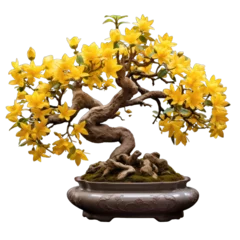 Poster Bonsai tree with flowers on transparent background, generative © GHart