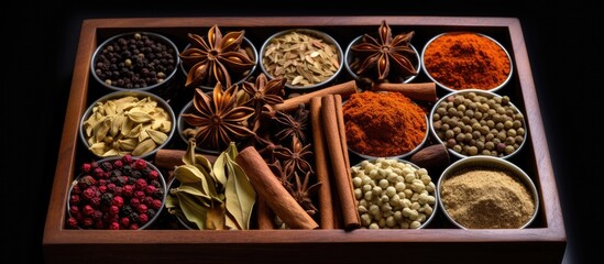 Asian spice box traditionally used With copyspace for text