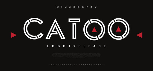 Catoo Abstract minimal modern alphabet fonts. Typography technology vector illustration - obrazy, fototapety, plakaty