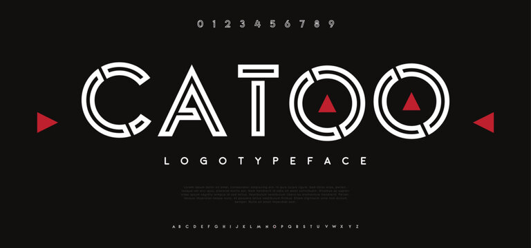 Catoo Abstract minimal modern alphabet fonts. Typography technology vector illustration