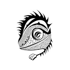 Chameleon Head Icon, Minimal Reptile Portrait, Lizard Symbol
