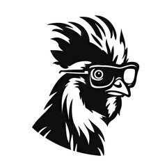 Bird with hair crest and glasses AI generative illustration