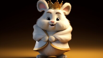 An adorable fluffy papa King bunny wearing a king robe.Generative AI - obrazy, fototapety, plakaty