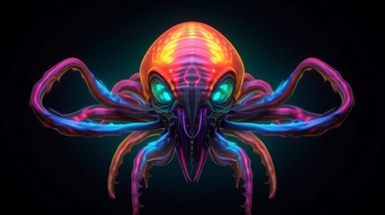An illustration of an alien turbo squid monster in the.Generative AI - obrazy, fototapety, plakaty