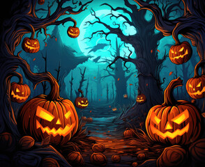 halloween background with pumpkins