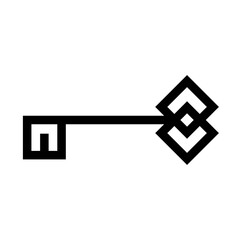 Fototapeta premium Lock key icon. Black silhouette. Front side view. Editable strokes. Vector simple flat graphic illustration. Isolated object on a white background. Isolate.