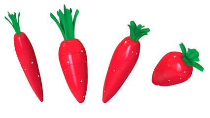 Carrot vegetable with green leaf 3d rendered illustration set