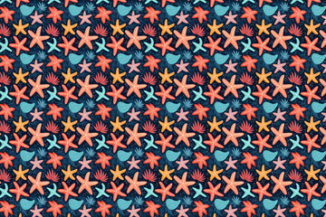 Starfish or sea stars seamless pattern for fabric or bedding textile