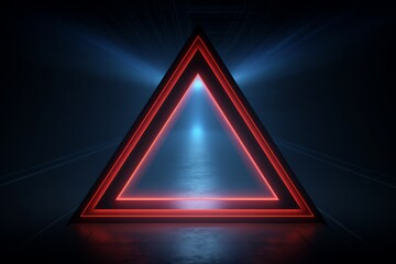 Abstract neon graphic element frame: blue and magenta triangle background