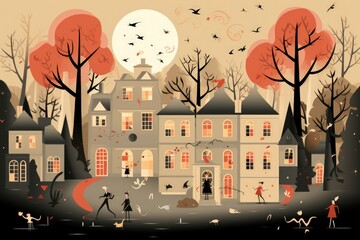 Obraz premium Playful and mischievous poltergeists causing havoc in old manor houses - Generative AI