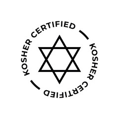 Kosher Certified symbol. International symbol of kosher food. Packaging concept.