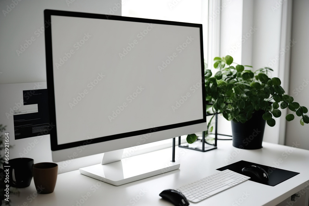 Poster office computer blank. generative ai