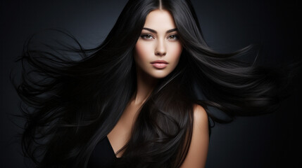 Fototapeta premium Hair. Beautiful Brunette Girl. Healthy Long Hair. Beauty Model Woman. Hairstyle