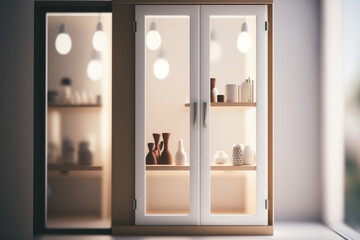 Lightly blurred bedroom closet background. Generative AI