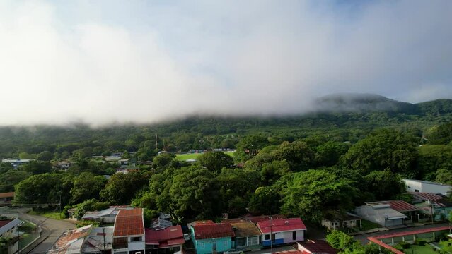 Beautiful aerial Footage of the San Blas Church in Nicoya Guanacaste in Costa Rica
