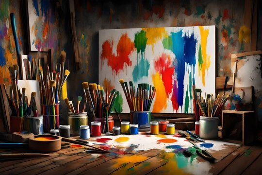 showcasing a collection of colorful paintbrushes.