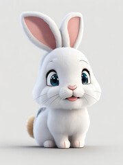 A white Rabbit Ai generated, Hare Happy life.