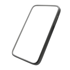 3d render floating black smart phone with white screen. Mobile mockup. Vector realistic smartphone template. Telephone frame with blank display isolated