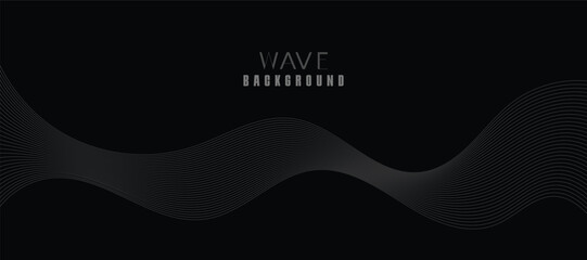 Black Vector Background design with Wavy Lines
