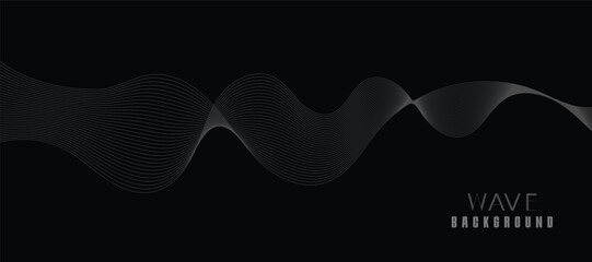 Black Vector Background design with Wavy Lines