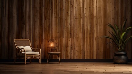A wall texture inspired by the natural beauty of bamboo, with its distinct grain and warm hues, lending an organic touch to a room
