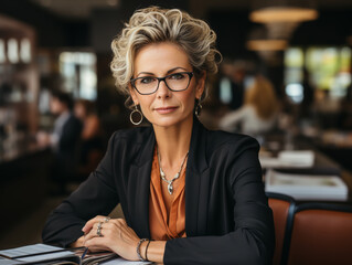 Senior business woman in office Generative AI	
