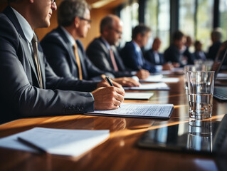 Businesspeople sitting in conference room Generative AI