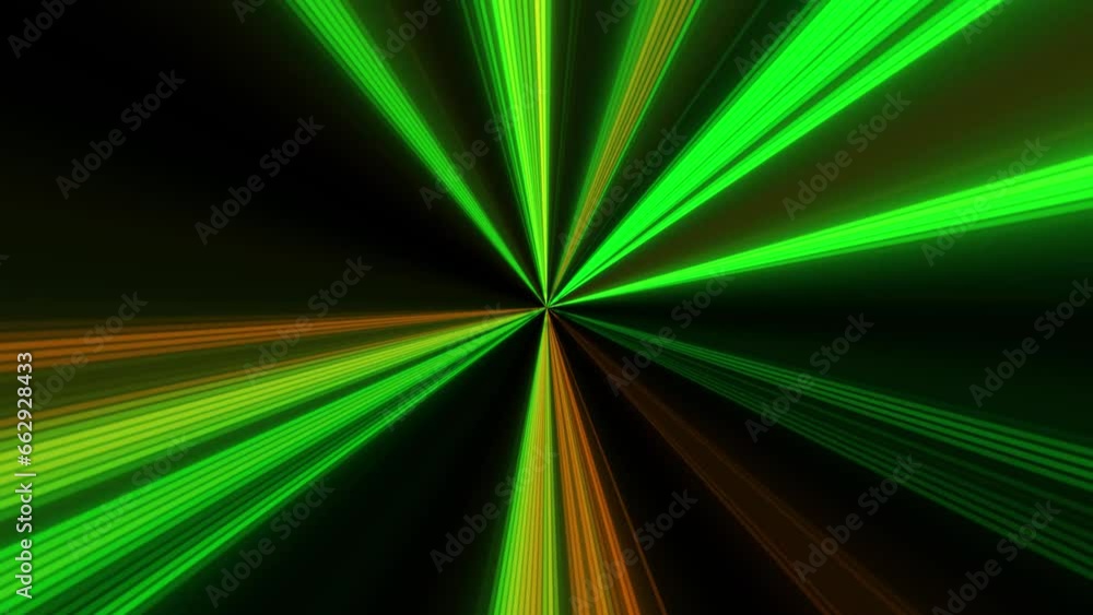 Poster colorful neon strip light animation on black background. high speed neon light moving vj loop animat