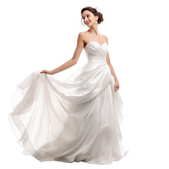 Fototapeta na wymiar bride in white wedding dress isolated on transparent background