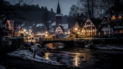 Fototapeta premium Pre-Christmas Impressions from City Country the Mountains Wallpaper Background Backdrop Cover Digital Art 