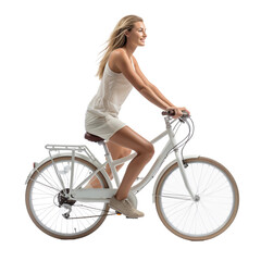 woman on a bicycle isolated on transparent background
