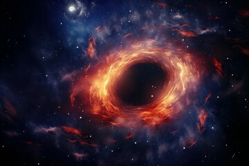 Enigmatic Black hole colorful galaxy. Cosmos science. Generate Ai