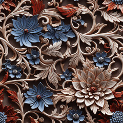 Fototapeta na wymiar Arabesque template texture of Wood Carvings (Tile)