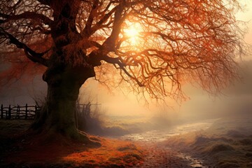 Tree in fog