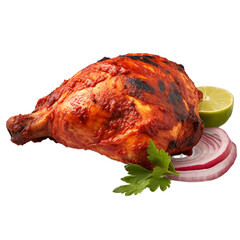tasty tandoori chicken isolated on white background, ai generated - obrazy, fototapety, plakaty