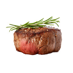 tasty grilled beef steak filet mignon isolated on white background, ai generated