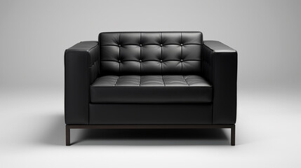 sofá moderno e confortável para um assento preto sobre fundo branco,