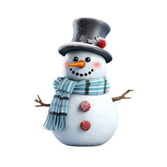 Snowman Christmas and New Year decoration clipart for design isolated on transparent background