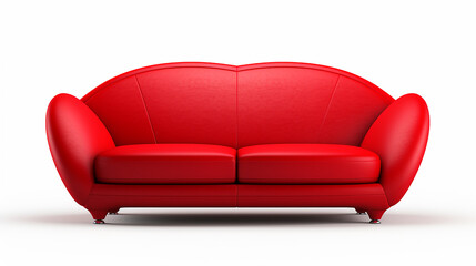 sofá moderno e confortável para dois assentos vermelhos sobre fundo branco - obrazy, fototapety, plakaty