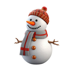 Snowman Christmas and New Year decoration clipart for design isolated on transparent background