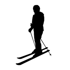 silhouette of skier, skiing - vector illustration