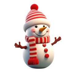 Snowman Christmas and New Year decoration clipart for design isolated on transparent background