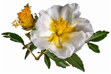 Transparent png image of isolated labdanum or gum rockrose flower (cistus ladanifer). Generative AI - obrazy, fototapety, plakaty