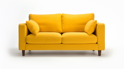 sofá confortável moderno para um assento de couro amarelo  sobre fundo branco