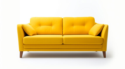 Fototapeta premium sofá confortável moderno para um assento de couro amarelo sobre fundo branco